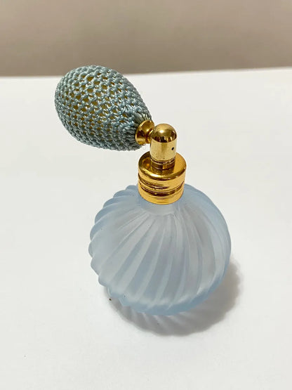 Perfumeiro Antigo Borrifador Em Vidro Fosco Azul
