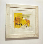 Quadro Antigo Arte Abstrata Colorida Com Moldura Branca Colorido