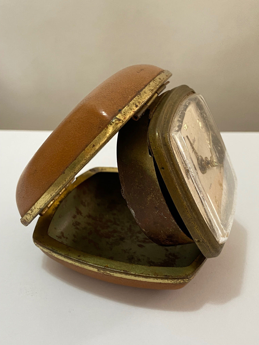 Relógio Despertador Antigo Alemão Landau West Germany Dourado