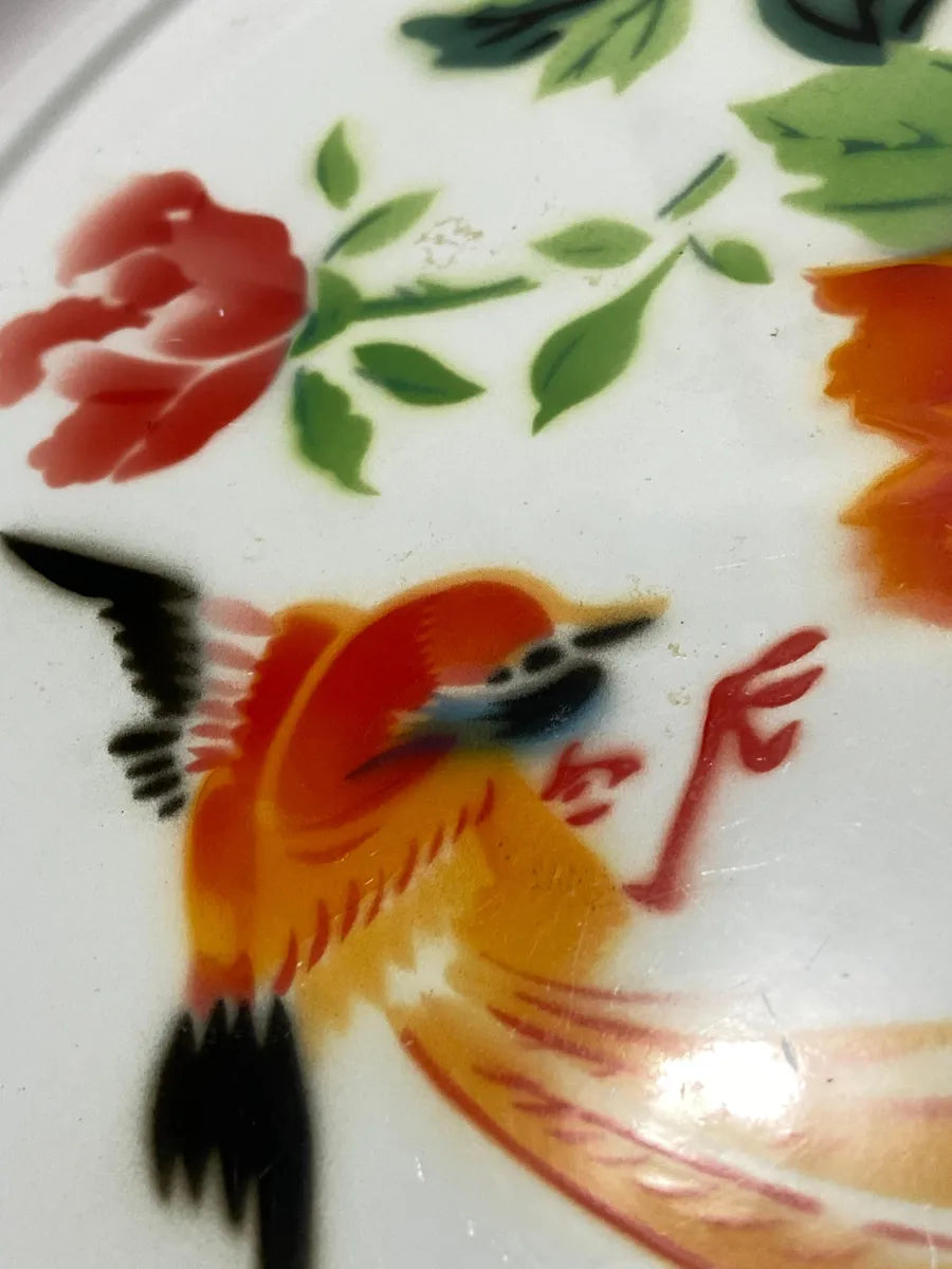 Prato Esmaltado Antigo Chinês Bumper Harvest 40cm