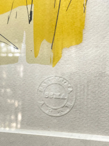 Quadro Abstrato Moderno Com Tons De Amarelo Colorido