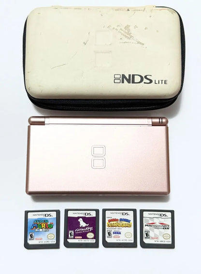 Nintendo Ds Lite Rosa + 4 Jogos Originais Super Mario Kart e outros