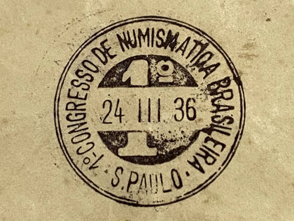 Envelope Antigo 1 Primeiro Congresso Numismática Brasil 1936