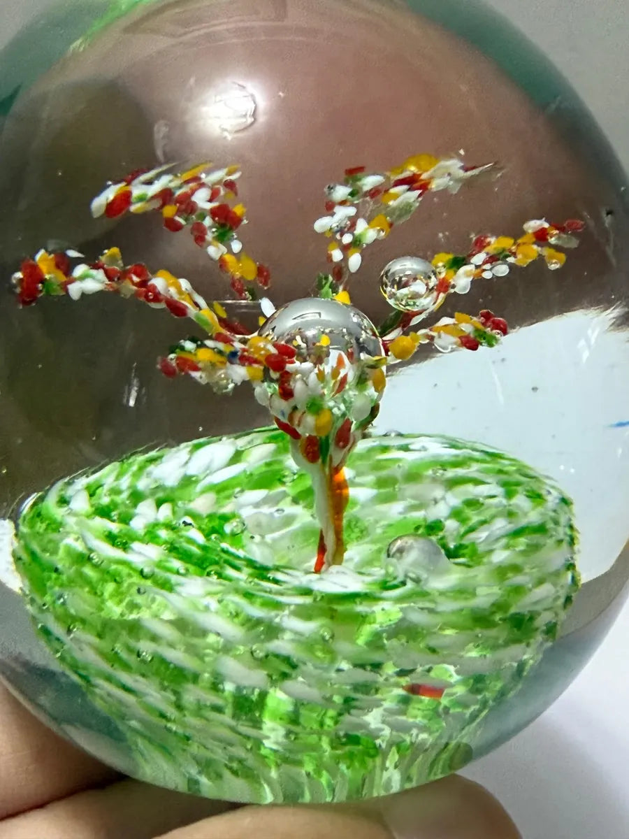 Peso De Papel Murano Árvore Colorida Em Vidro