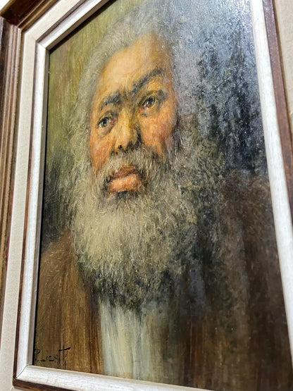 P. Licatti - Quadro Antigo Óleo S/ Placa - Retrato Masculino