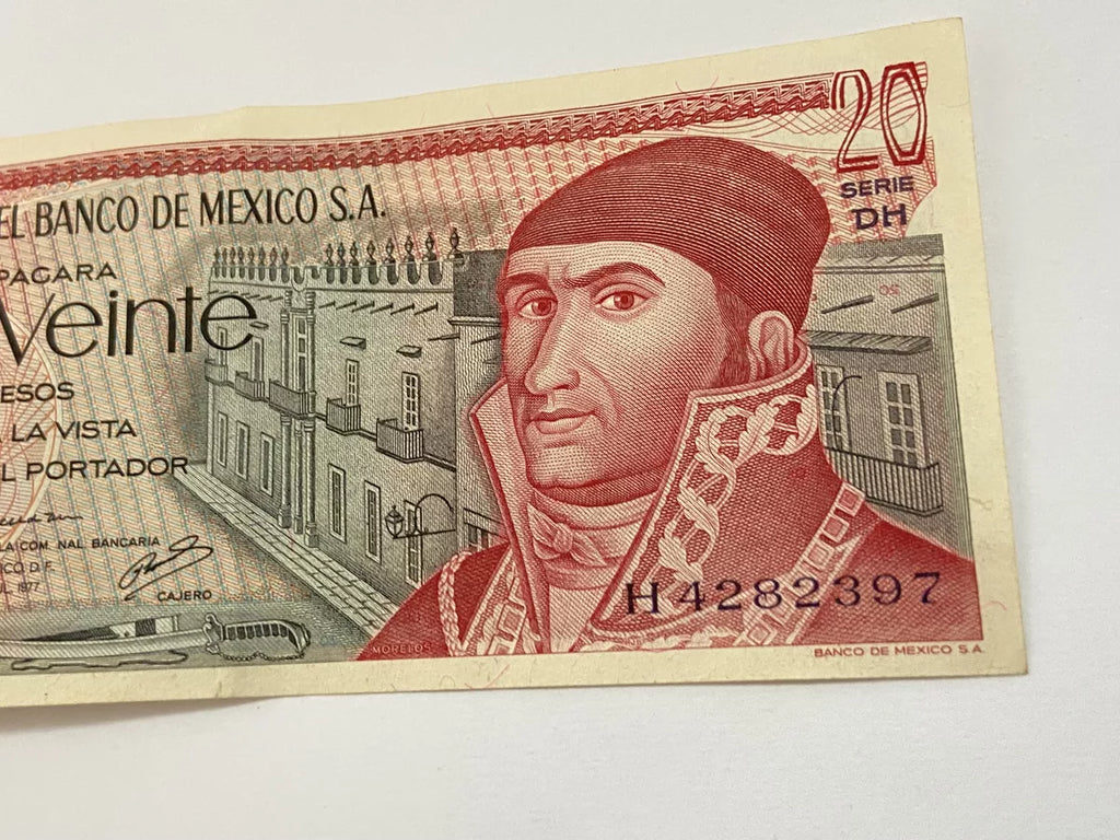 Cédula Antiga 1977 México 20 Pesos