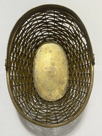 Cesta Antiga Dourada Oval Com Alça Em Metal