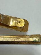 Par De Prendedores De Gravata Antigos Dourado E Madrepérola