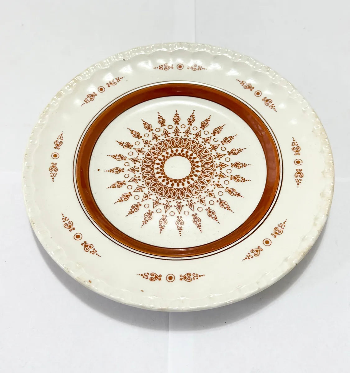 Antigo Prato Cerâmica Porto Ferreira Geométrico / Ornamental