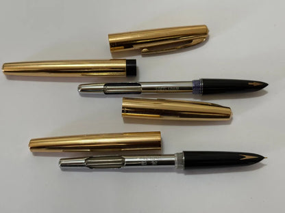 Kit Canetas Antigas Hero Wing Sung Douradas Com Estojo