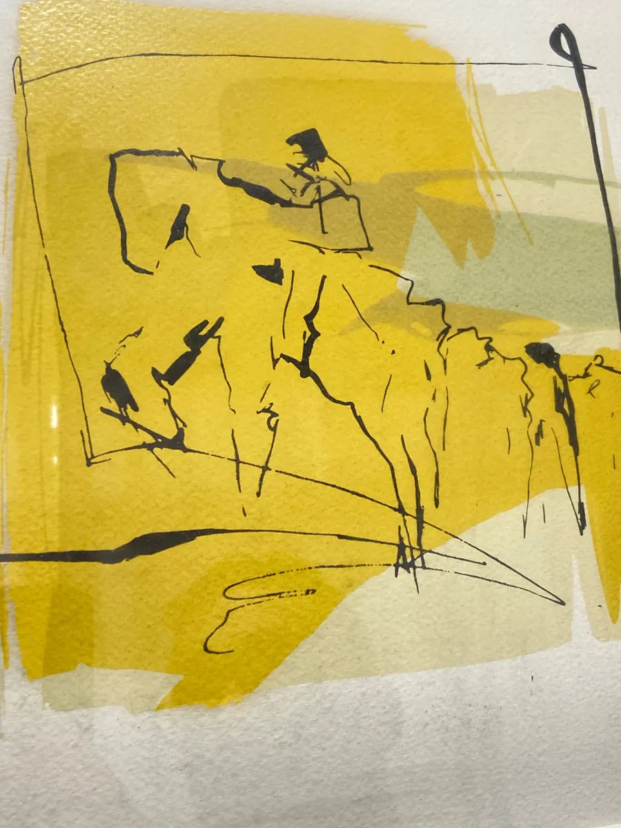 Quadro Abstrato Moderno Com Tons De Amarelo Colorido