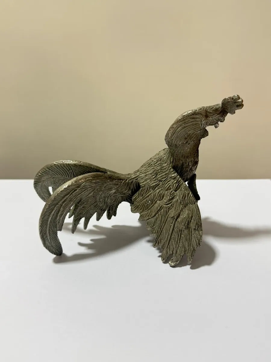 Escultura Antiga Galo De Briga Em Metal Prateado 16cm