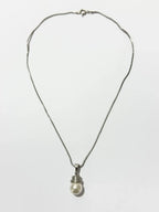 Colar Vintage Prata 925 Com Pingente Pérola Branca