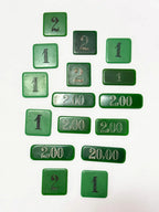 Fichas Antigas Galalite Verde Variada Jogo Lote 16