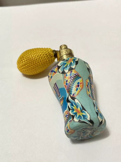 Perfumeiro Antigo Borrifador Em Vidro Decoração Floral