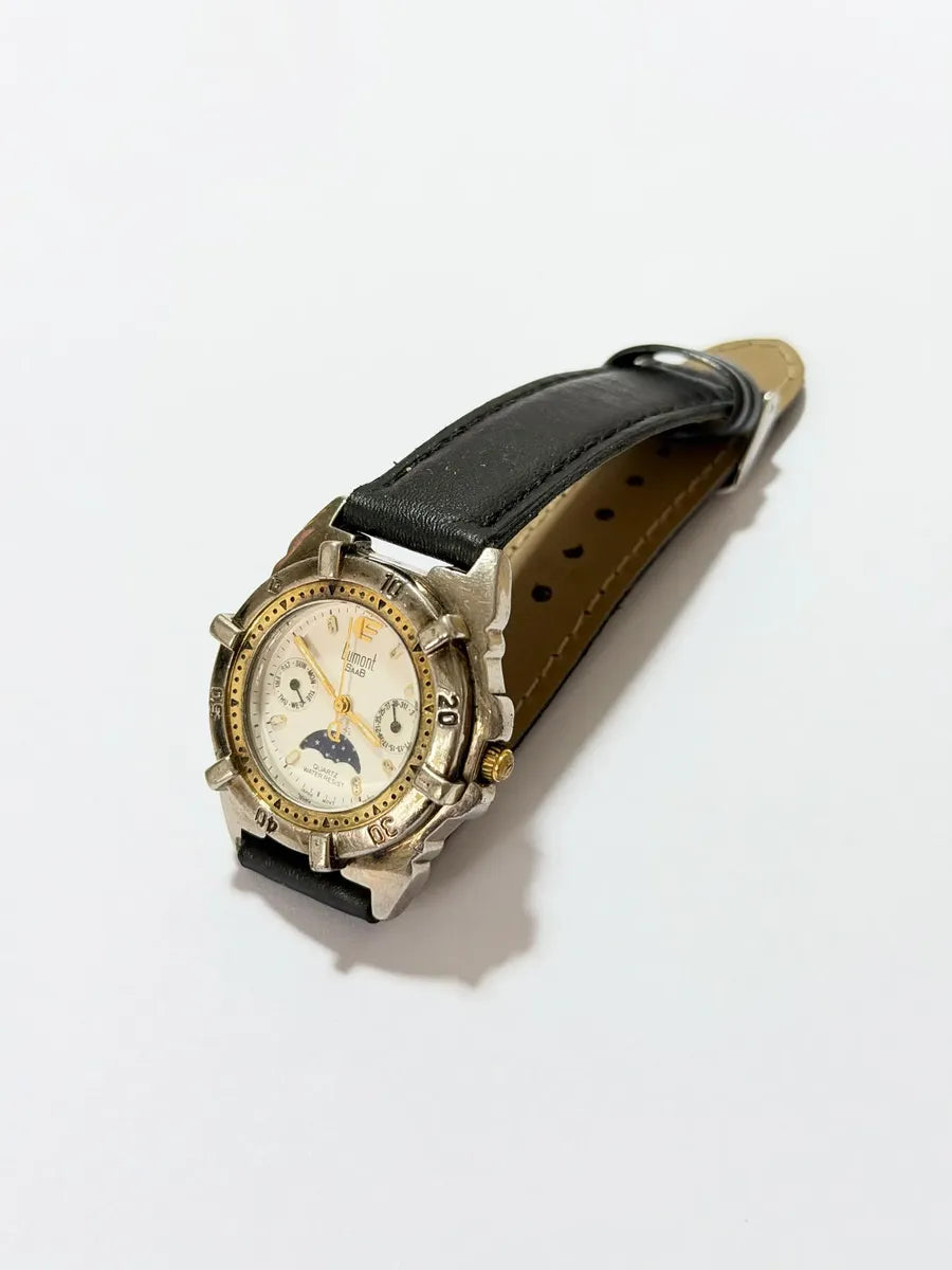 Relógio Dumont Saab Antigo Quartz Fase Da Lua Japan