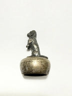 Mini Escultura Cachorro Antiga Em Metal Prateado