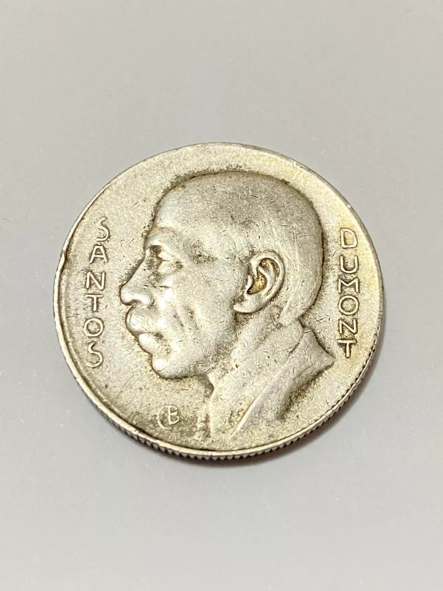 Moeda Antiga de prata 1937 santos dumont 5000 reis