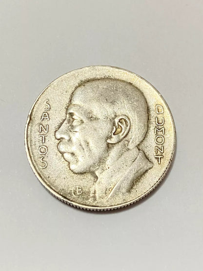 Moeda Antiga de prata 1937 santos dumont 5000 reis