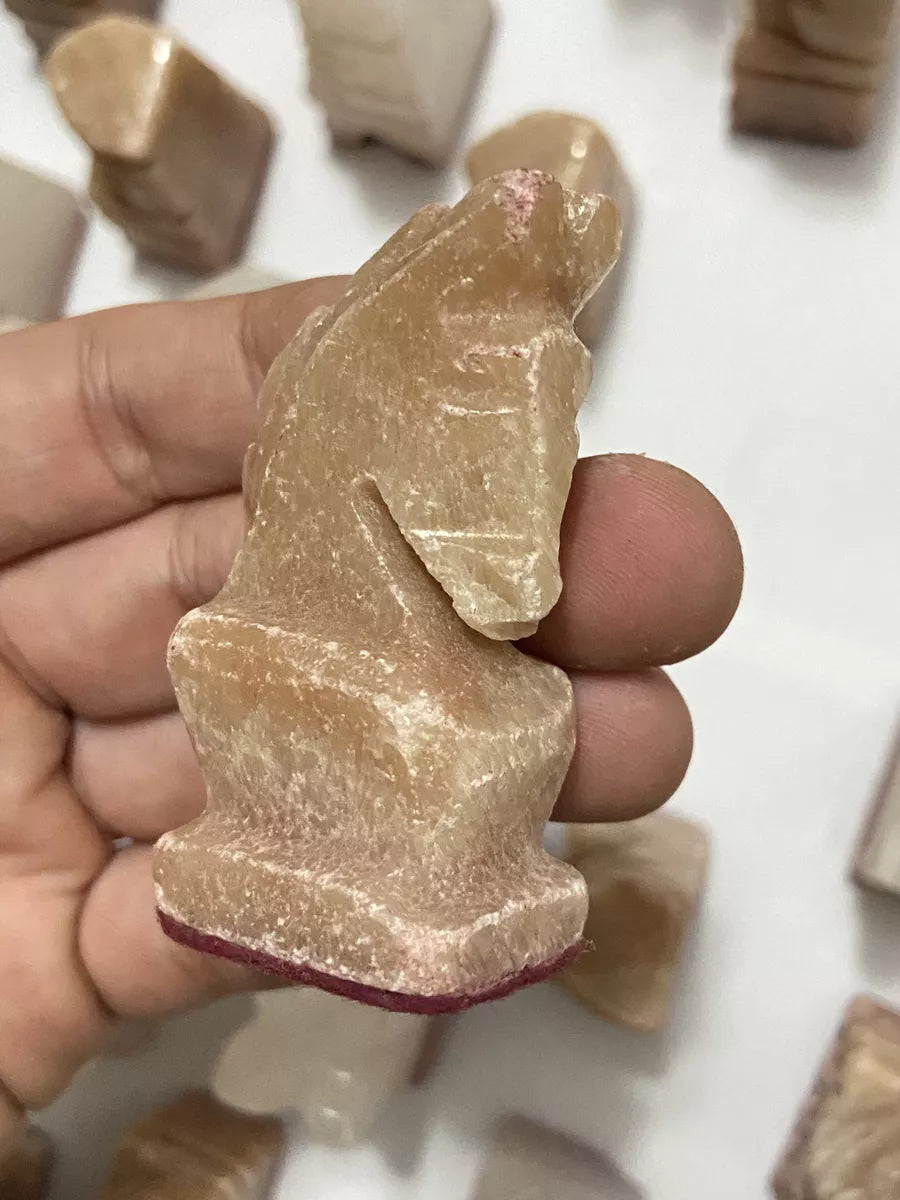 Antigas Peças De Xadrez Em Mármore Pedra Onix Asteca