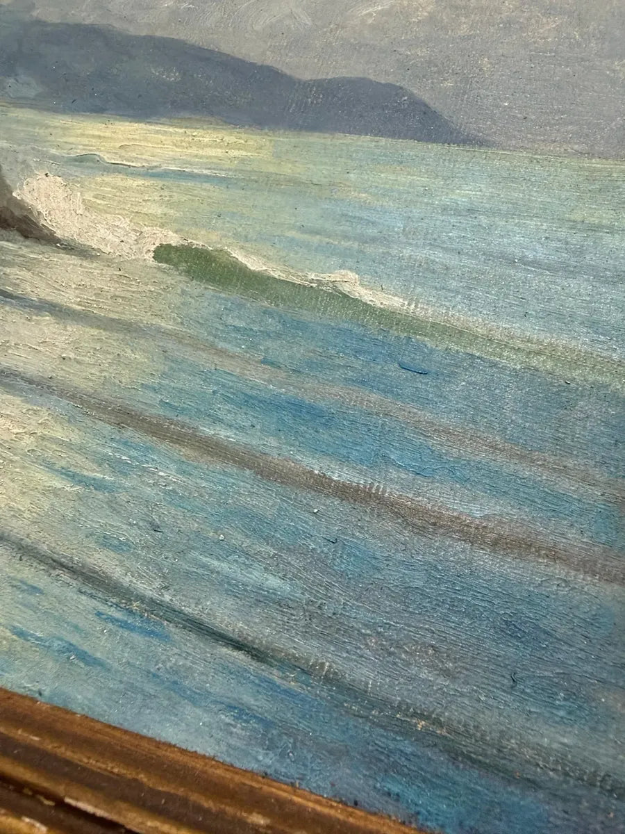 Quadro Antigo Pintura A Óleo Marinha Assinado Matteucci