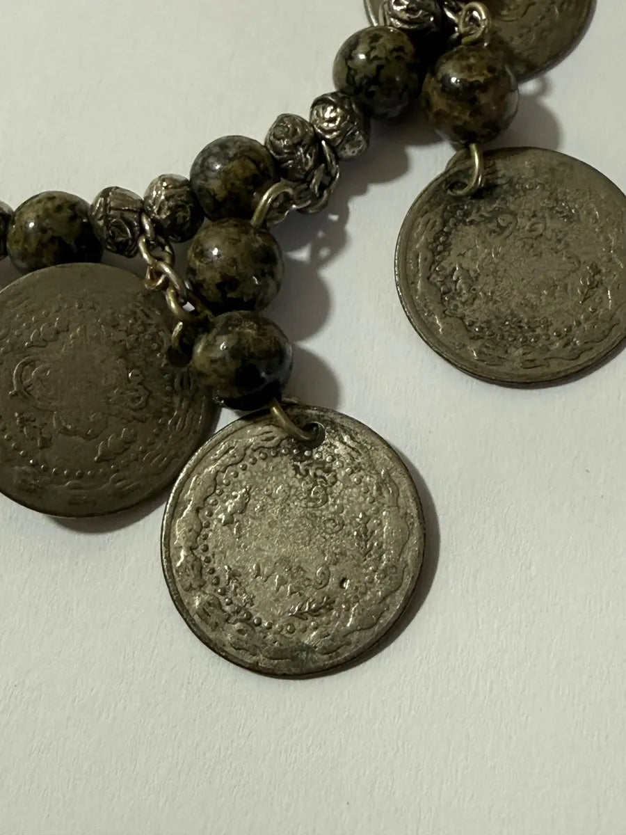 Colar Antigo Medalhas Orientais E Contas Em Pedra