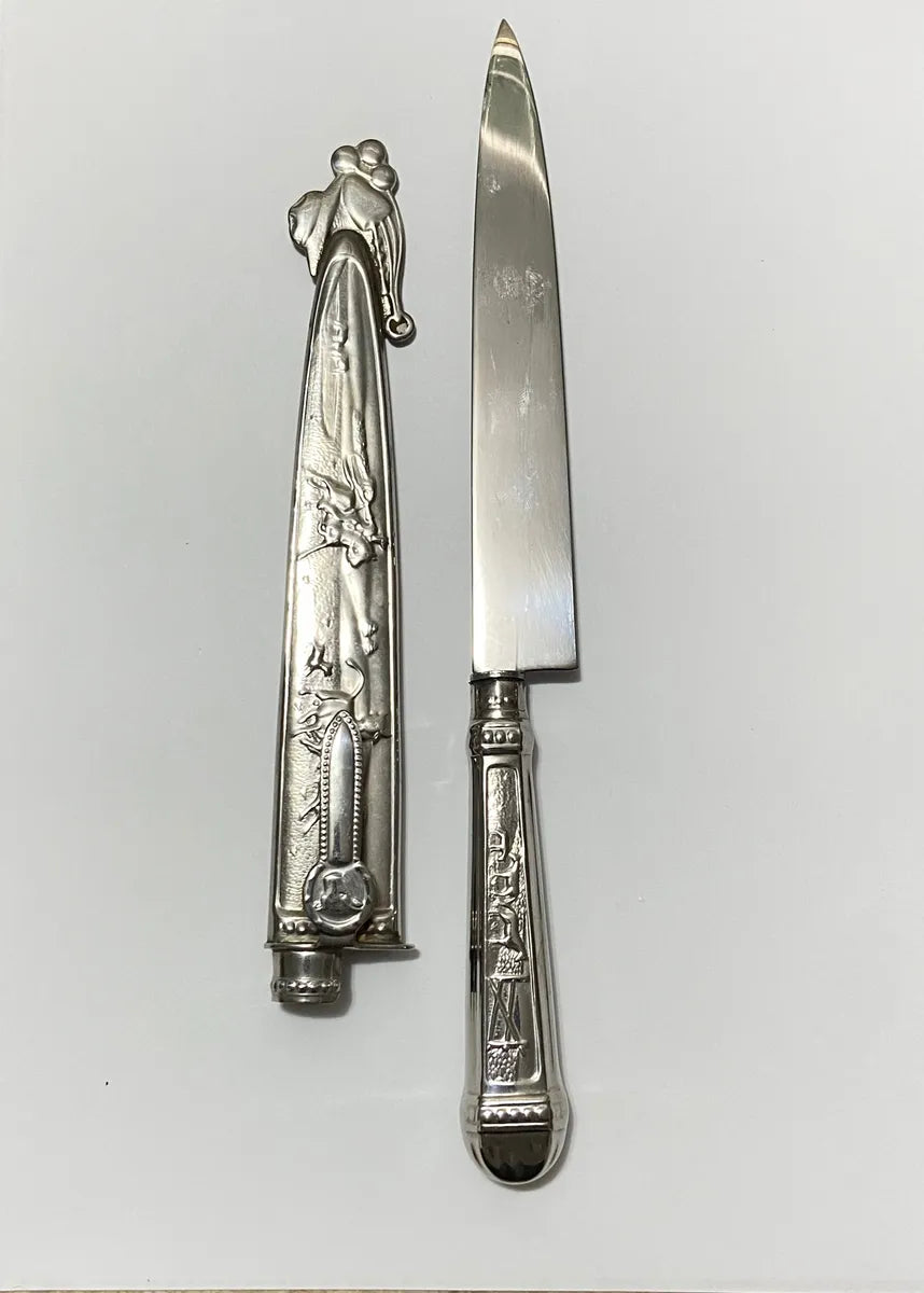 Faca Gaúcha Fogo De Chão Com Bainha Decorada Cor Prata Prateado