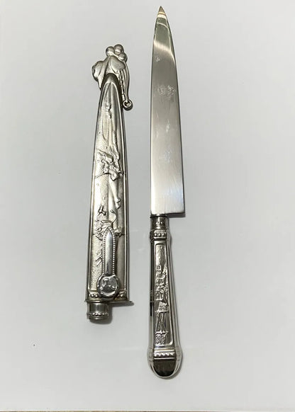Faca Gaúcha Fogo De Chão Com Bainha Decorada Cor Prata Prateado