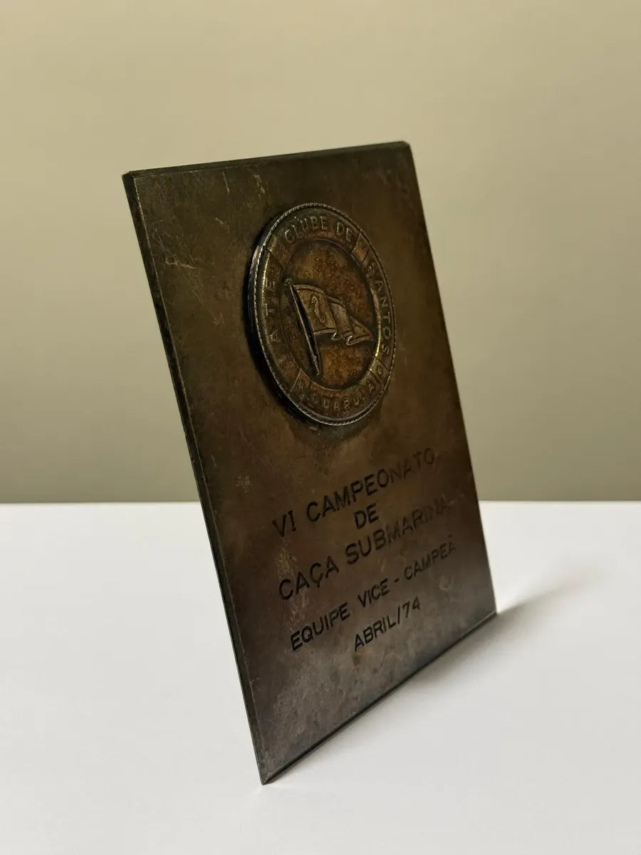 Troféu Antigo Iate Clube De Santos Caça Submarina 1974 Prata