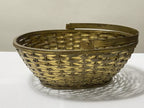 Cesta Antiga Dourada Oval Com Alça Em Metal