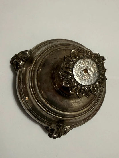 Centro De Mesa Fruteira Antiga Em Metal Prateado 11x14cm