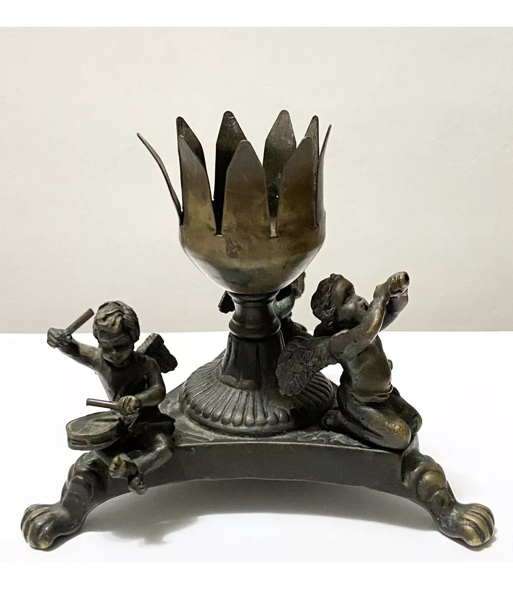 Antiga Luminária Escultura Anjos Músical