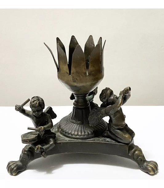 Antiga Luminária Escultura Anjos Músical