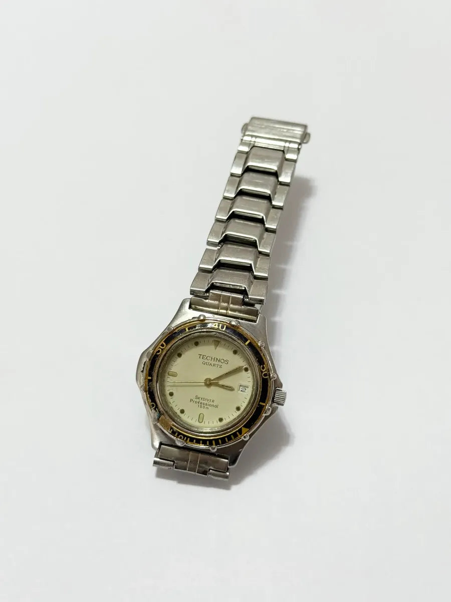 Relógio Antigo Technos Quartz Skydiver Professional 150m Prateado