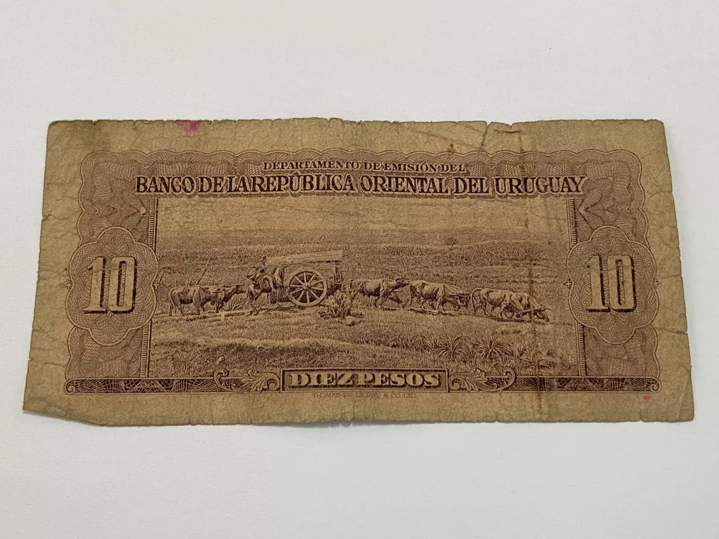 Cédula Antiga 1939 Uruguai 10 Diez Pesos Serie C