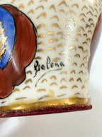 Vaso Mini Porcelana Antigo Pintado À Mão Assinado