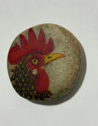 Pedra Seixo Pintada À Mão Galo Arte Artesanal 10cm