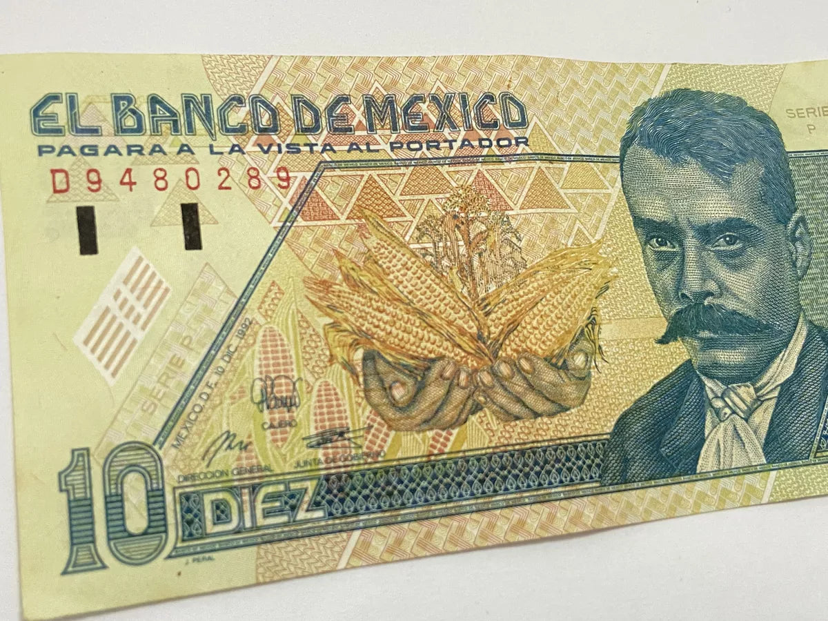 Cédula Antiga 1992 Mexico 10 Nuevos Pesos Emiliano Zapata
