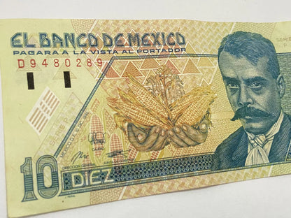 Cédula Antiga 1992 Mexico 10 Nuevos Pesos Emiliano Zapata