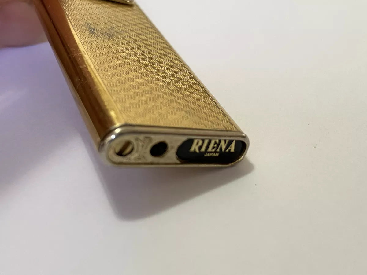 Isqueiro Antigo Japonês Riena Japan Dourado Brasão Leões