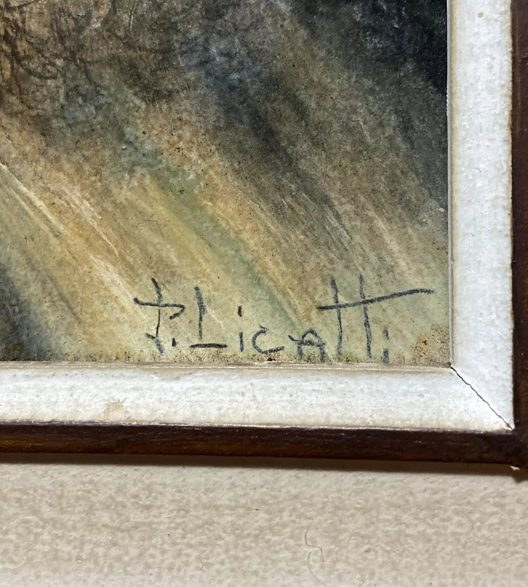 P. Licatti - Quadro Antigo Óleo S/ Placa - Retrato Homem Barbado