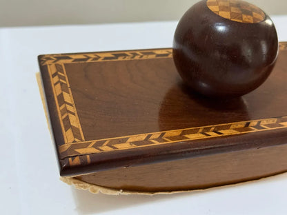 Carimbo Secador De Tinta Antigo Em Madeira Marchetaria