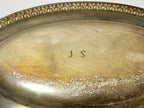 Antiga Travessa Oval Metal Prateado 27x18,5cm