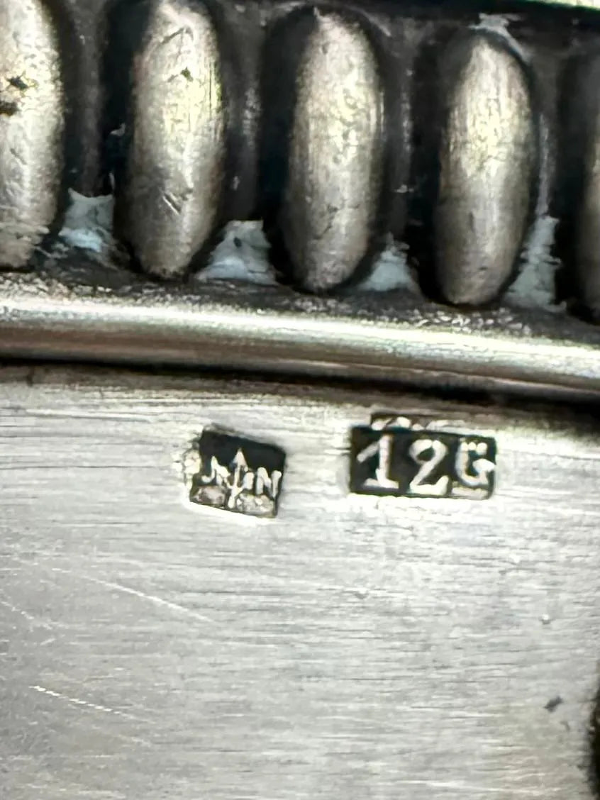 Cetro De Mesa Fruteira Pé Alto Prateado Antigo Com Marca 12g