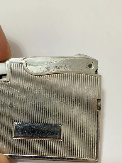 Isqueiro Antigo Americano Elgin Cromado Listras