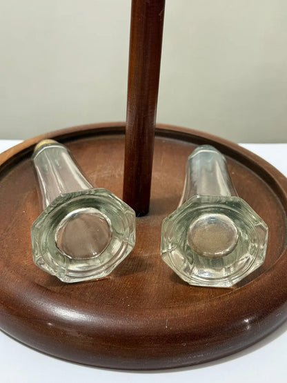 Antigo Porta Temperos Em Madeira Mogno Com Vidros