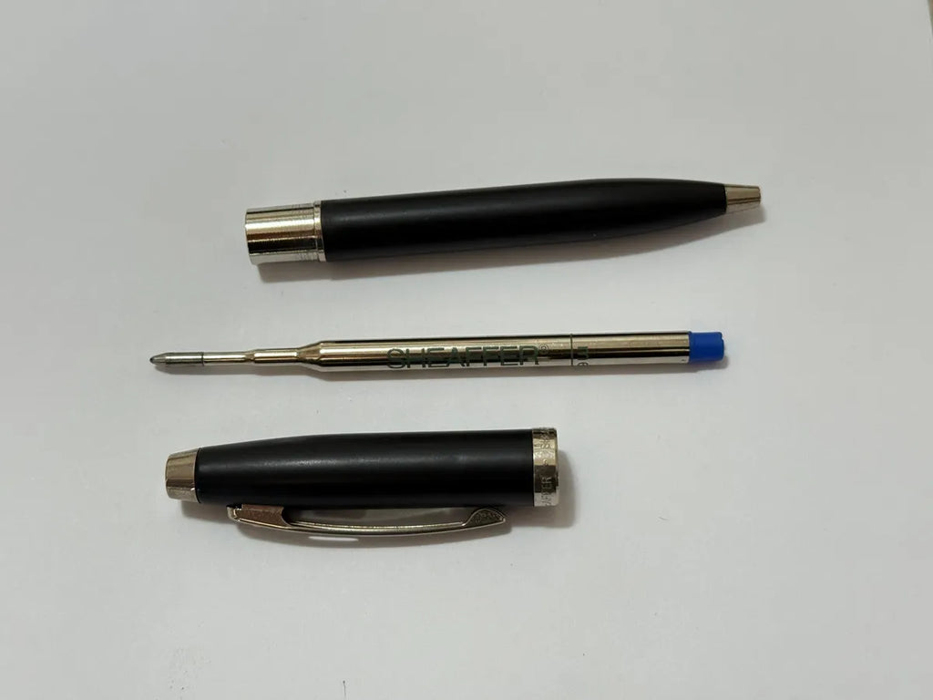 Caneta Antiga Sheaffer Preta Clássica Original Prata