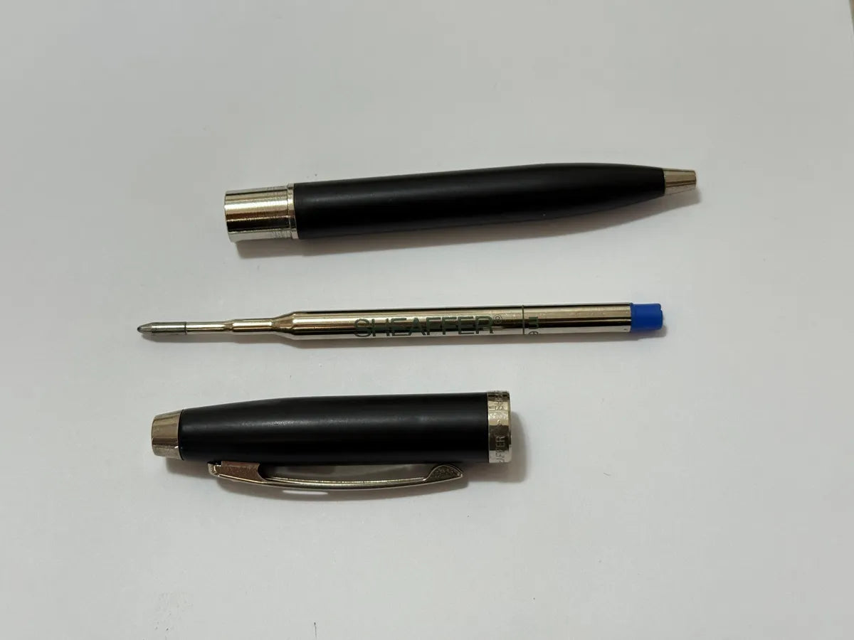 Caneta Antiga Sheaffer Preta Clássica Original Prata