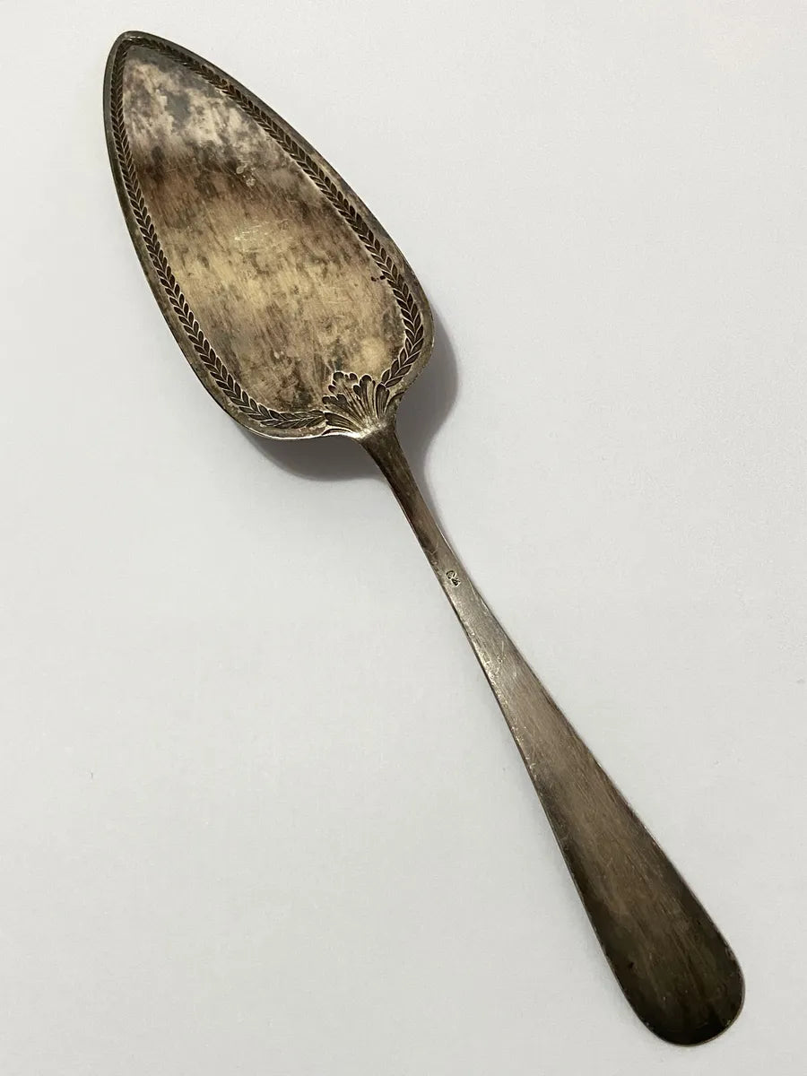 Talher Espátula Antiga Com Marca Cor Prata
