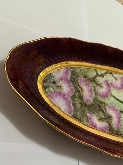 Travessa De Porcelana Antiga Florida Pintada À Mão Assinada
